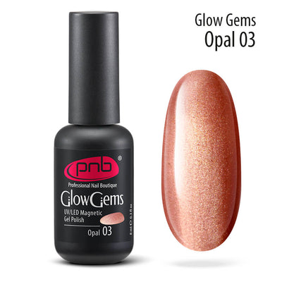Opal orange gel nail polish, cat eye