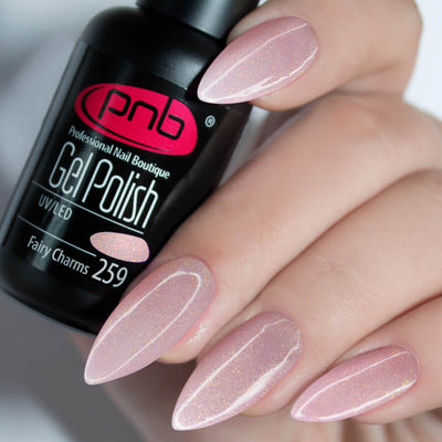 PNB Sparkling pink gel nail polish for a Russian manicure