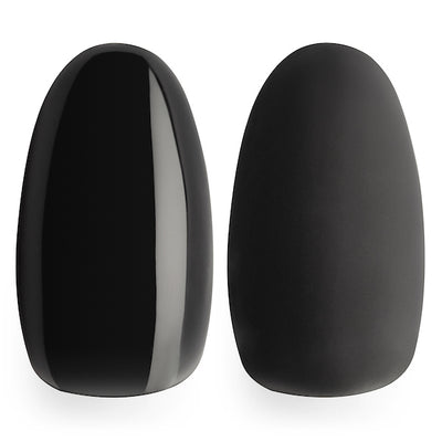 Luminary black gel nail polish built into base coat for a Russian pedicure