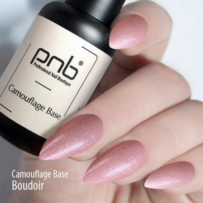 PNB sparkling pink gel base coat for a Russian manicure