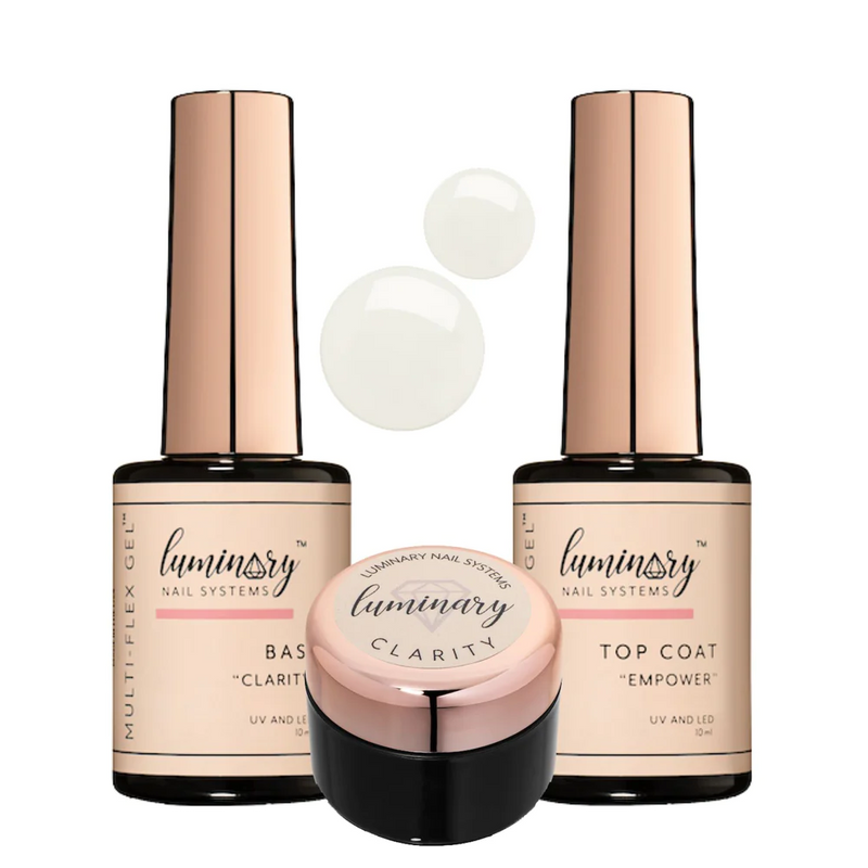 Luminary Clear base coat gel nail polish "Clarity" multi flex 10ml, 30ml , 8oz, or sets