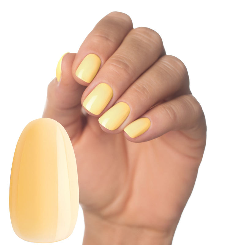 Russian manicure with Luminary nail systems yellow base coat