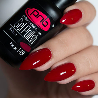 PNB Red gel nail polish for a Russian manicure