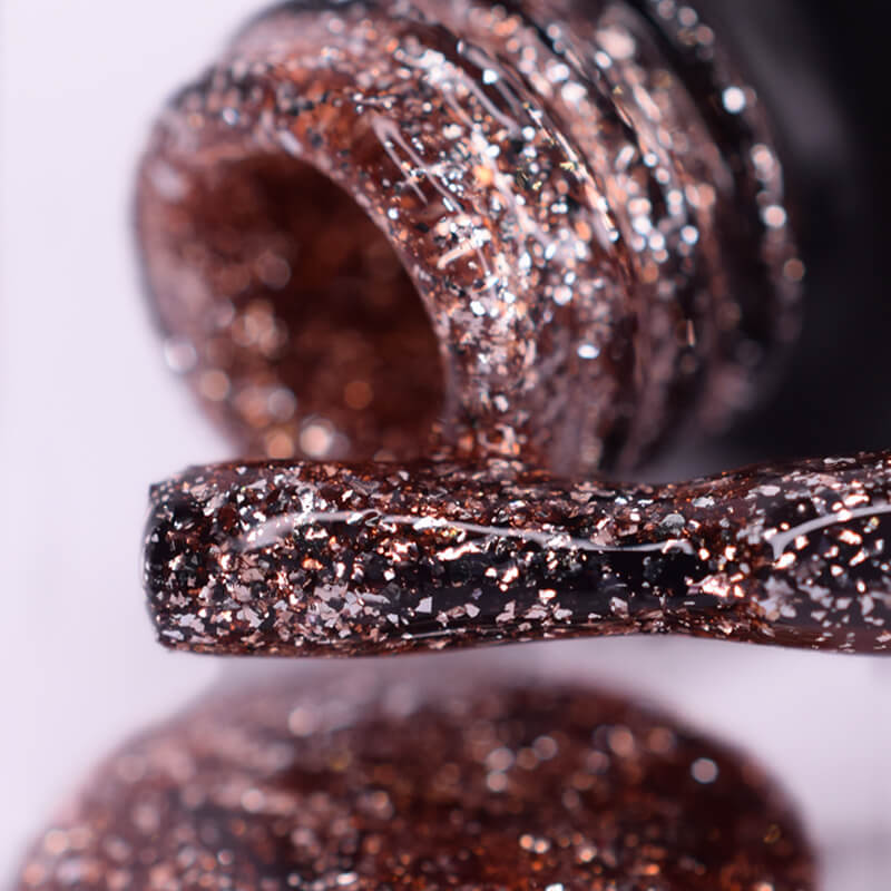PNB Copper glitter gel nail polish for a Russian manicure