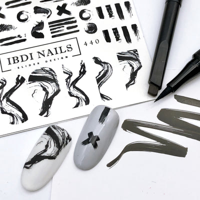 Marker nail decals and sliders for manicures and pedicures
