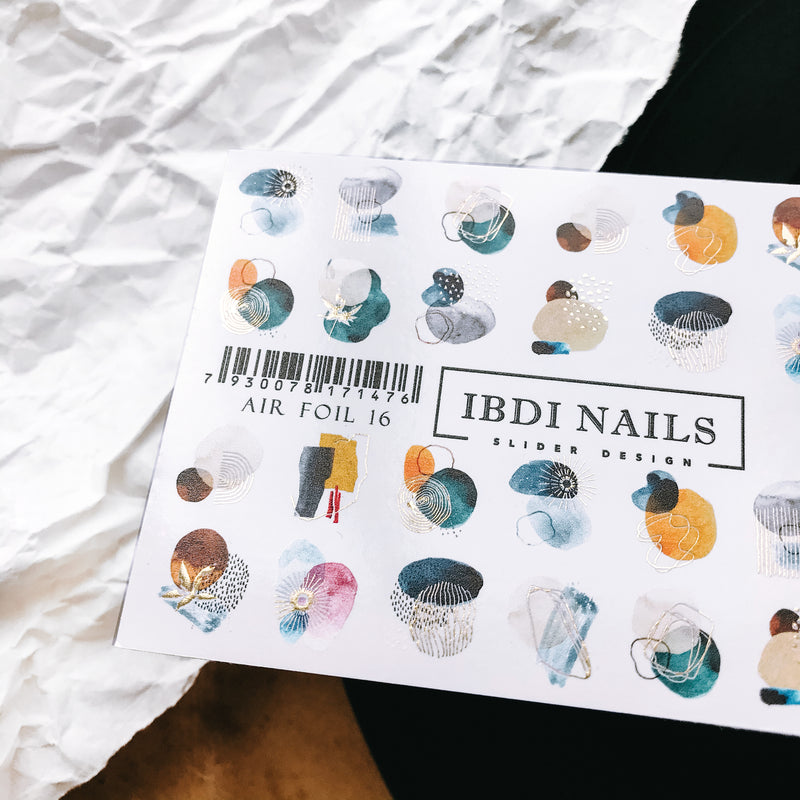 IBDI decals with abstract shapes and foil for nail art