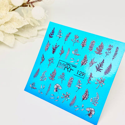 Slider.RF Leaf and feather waterslide nail decals