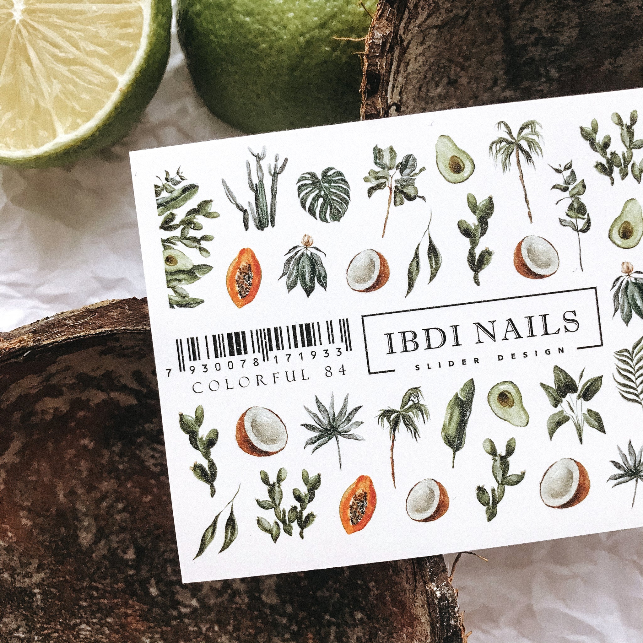 IBDI Fruit and palm nail decals / sliders for tropical nails #Colorful ...