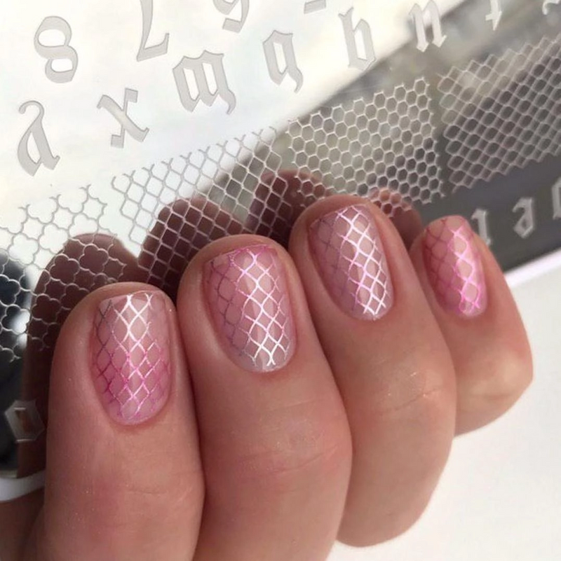 Nail art created with stamping plate