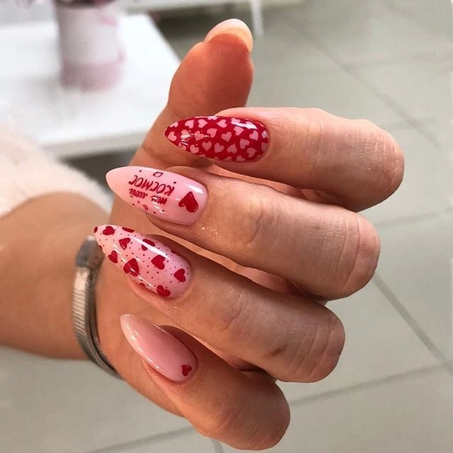 Valentines Day nail art created with Swanky Stamping plates