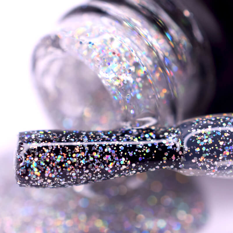 PNB Silver metallic gel nail polish for a Russian manicure