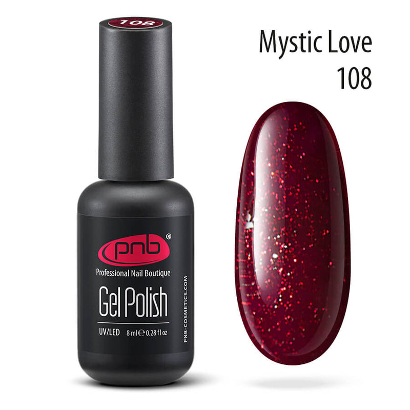 PNB Sparkling red gel nail polish for a Russian manicure