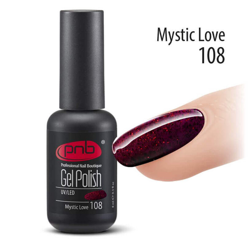 PNB Sparkling red gel nail polish for a Russian manicure