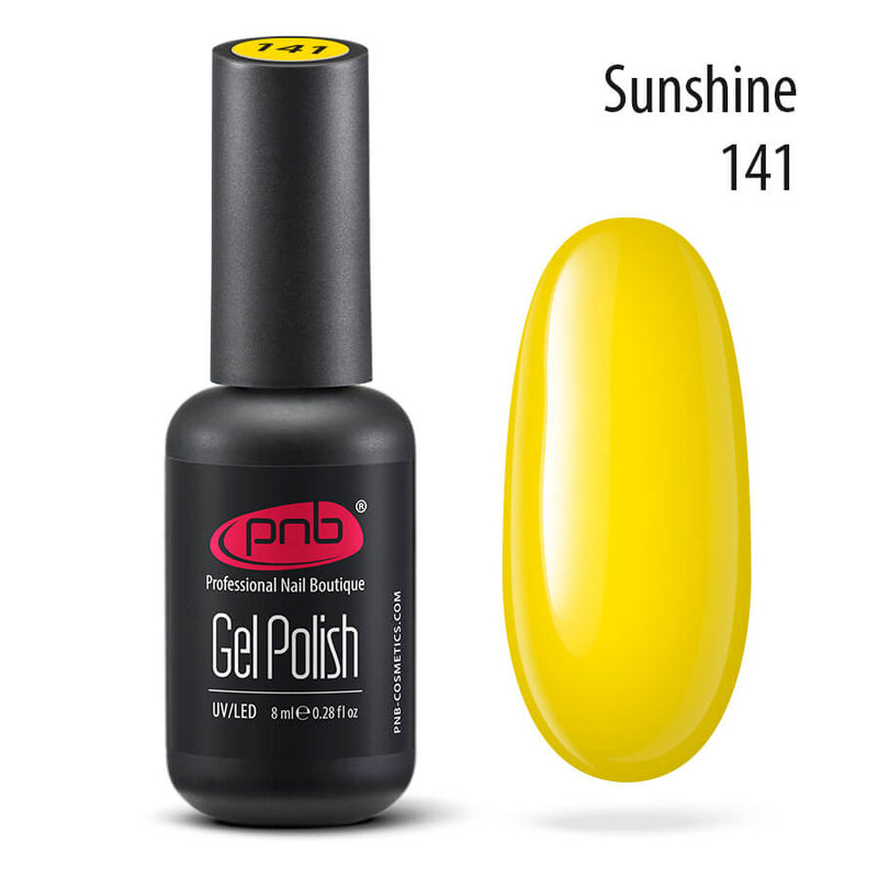 PNB Sunshine yellow gel nail polish for a Russian manicure