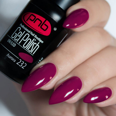 Dark pink PNB gel nail polish for Russian manicure