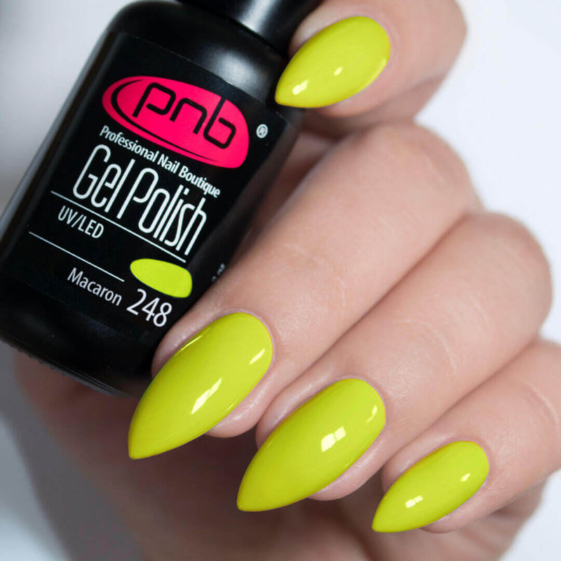 PNB Yellow gel nail polish for a Russian manicure or pedicure