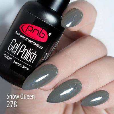 PNB Grey sparkling gel nail polish for a Russian manicure