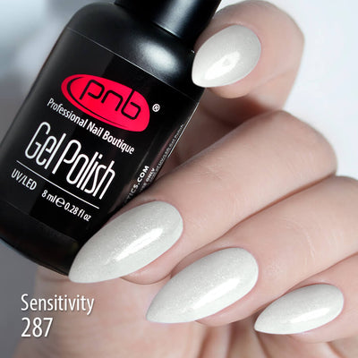 PNB Summer Sparkling white gel nail polish for a Russian manicure