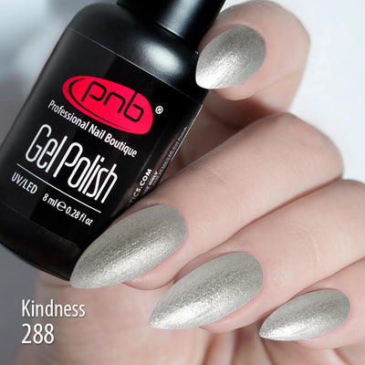 PNB Sparkling metallic silver gel nail polish for beautiful Russian nails