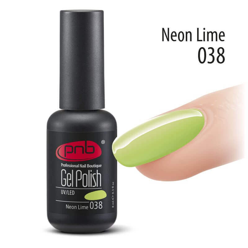 PNB Neon lime gel nail polish for a Russian manicure