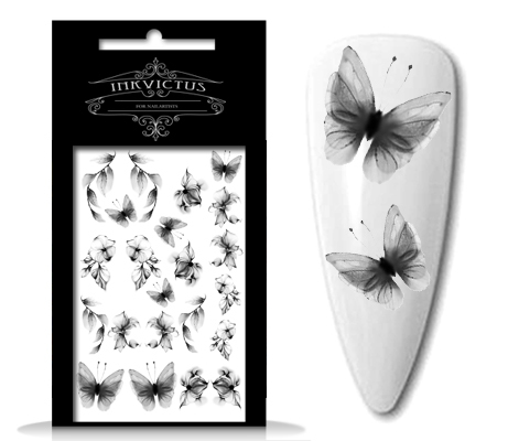 INKVICTUS Butterfly black nail decals / sliders 5142