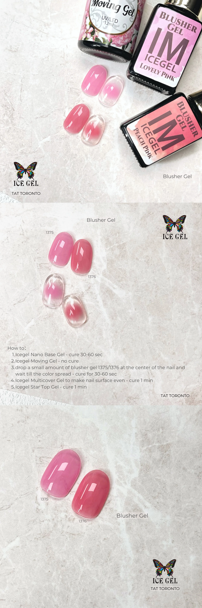 ICEGEL Blusher gel nail polish 1375 - 1376
