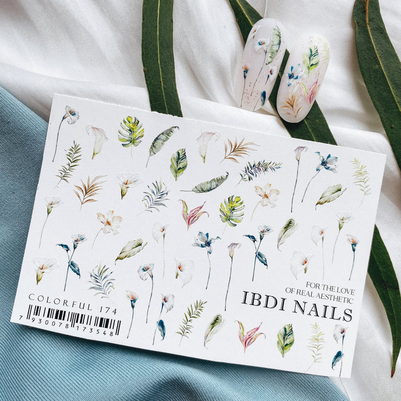 Flower nail stickers for tropical nails