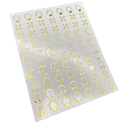 Gold foil nail stickers for a Russian manicure and pedicure