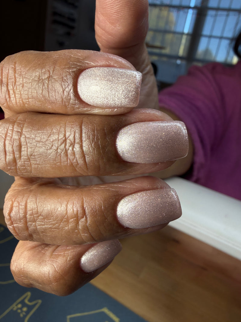 Icegel white cat eye russian manicure