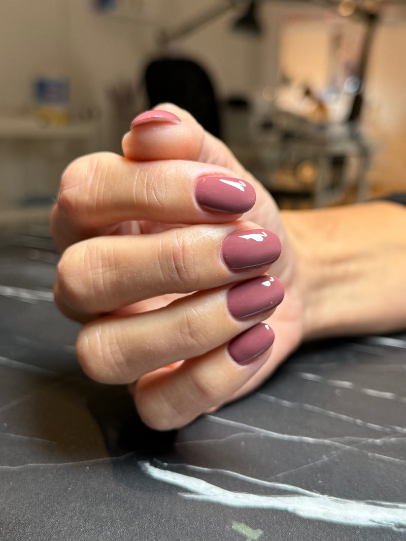 Dusty Rose pink Russian manicure 