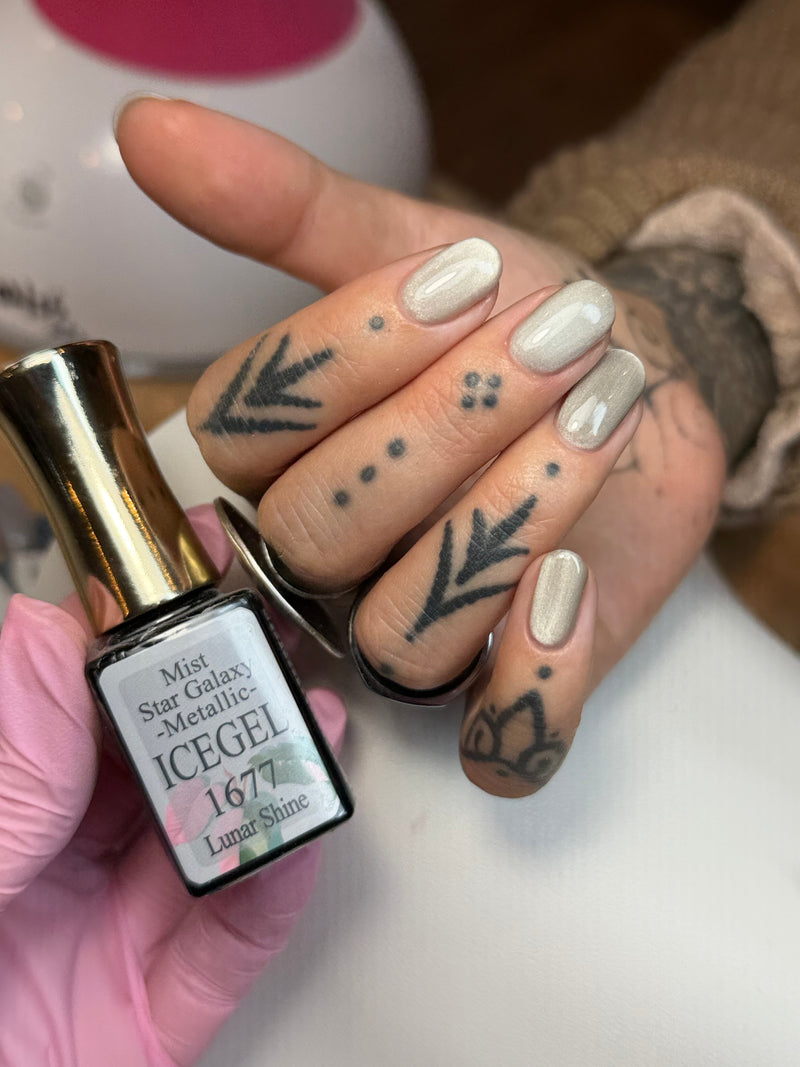 Icegel 1677 magnetic cat eye polish with a Russian manicure