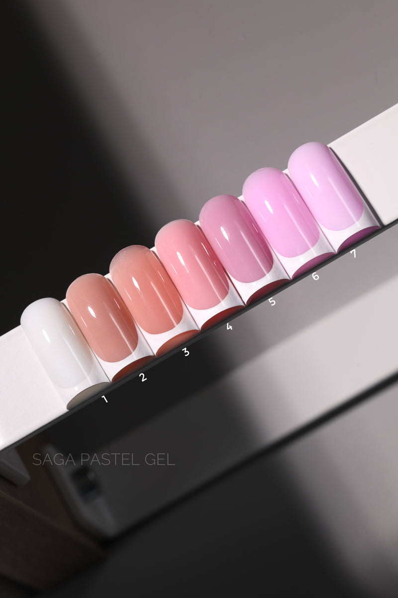 SAGA Pastel builder gel 15ml swatches