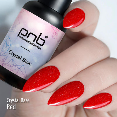 PNB Crystal gel base coat, red polish for Russian manicure