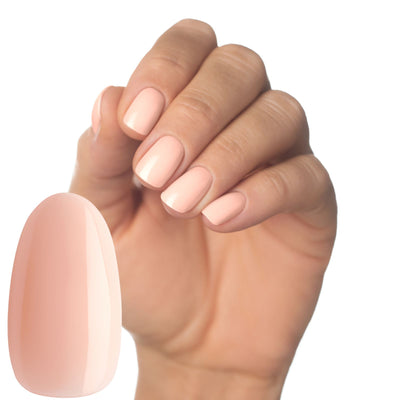 Luminary peach gel nail polish base coat for a beautiful Russian manicure