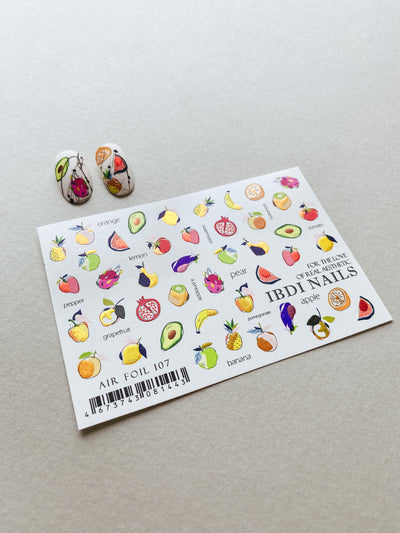 Foil fruit nail decals for summer nail art
