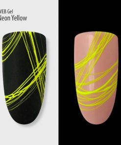 Yellow nail gel paint for cobweb design