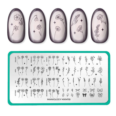 Maniology nail stamping plate mxm118 Born to Bloom