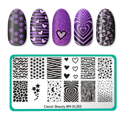 Maniology nail stamping plate xl355 Hearts + Stars