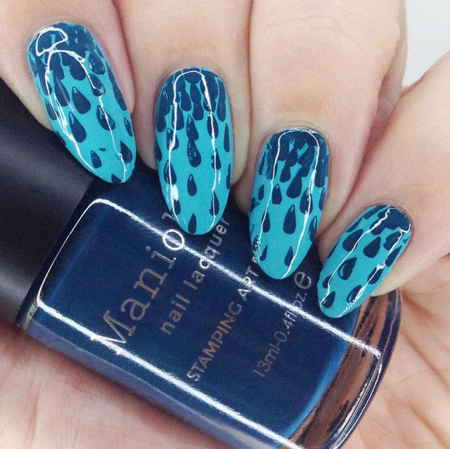 Example of Maniology classic gradients nail stamping plate, m278, rain drop manicure