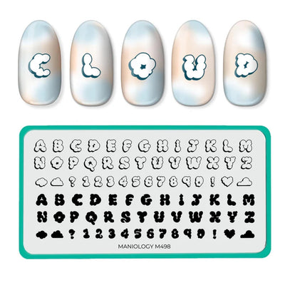 Maniology nail stamping plate m498 Cloud Font