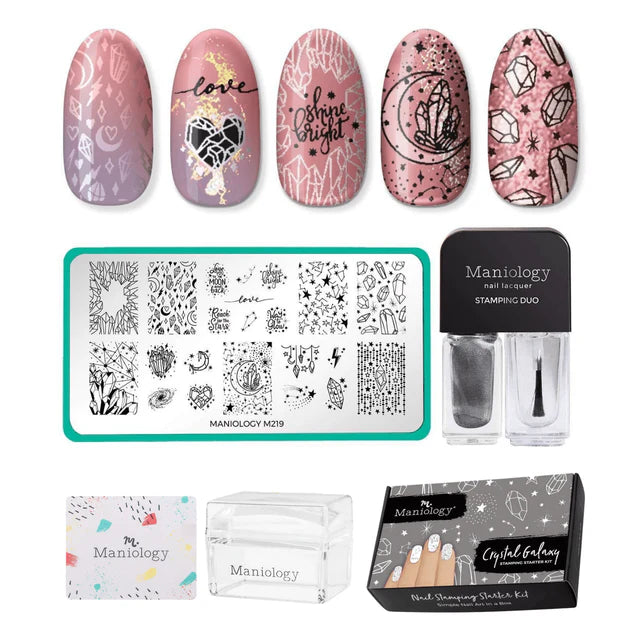 Maniology crystal galaxy space themed nail stamping starter kit 103