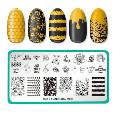 Maniology bees nail stamping plate, m093