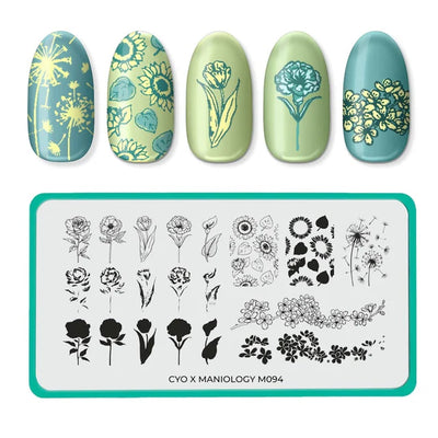 Maniology layered flowers nail stamping plate, m094
