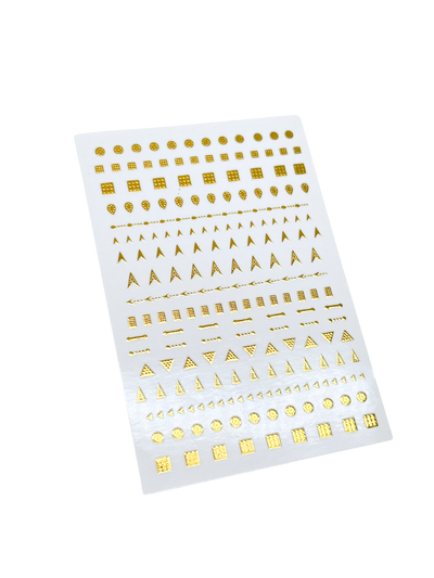 Gold shapes nail art stickers