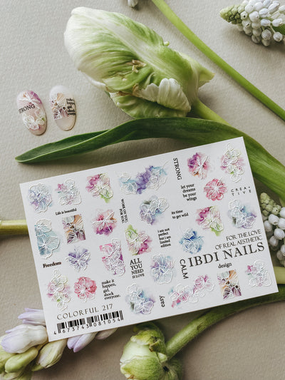 IBDI summertime nail art decals with flowers and watercolor
