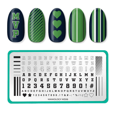 Maniology game on sports jersey nail stamping plate, m306