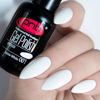 PNB White gel nail polish for a Russian manicure