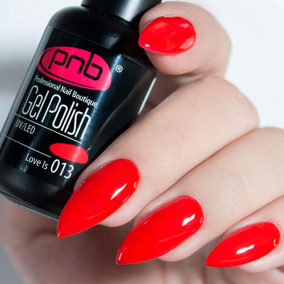 PNB Red gel nail polish for a Russian manicure