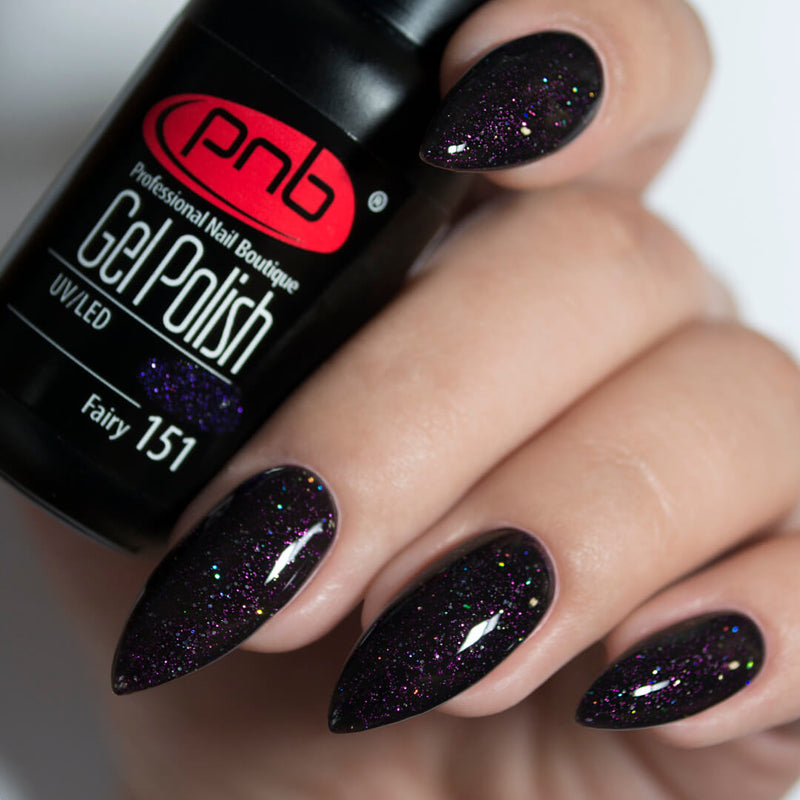 PNB Sparkling purple gel nail polish for a Russian manicure