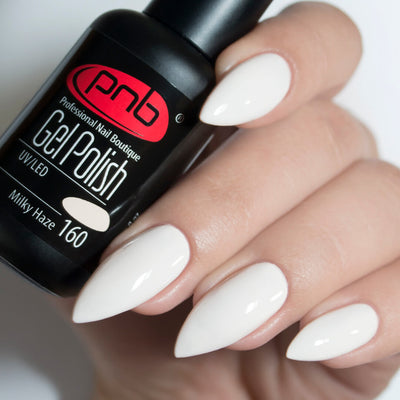 PNB White gel nail polish for a Russian manicure
